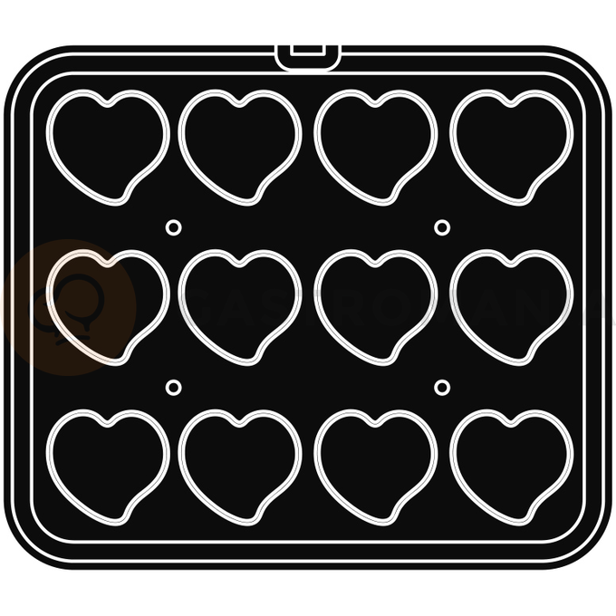 Wkład do urządzeń COOKMATIC i COOKMATIC SPECIAL z 12 wnękami o wymiarach 76x71x20 mm, serce | PAVONI, PIASTRA59