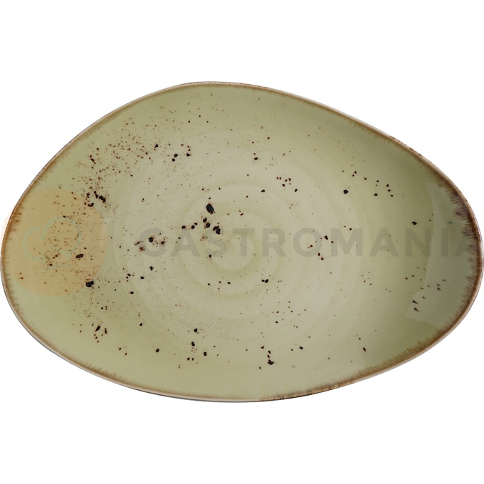 Talerz o organicznym kształcie z oliwkowej porcelany, 35x21 cm | FINE DINE, Kolory Ziemi Olive