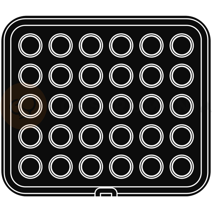 Wkład do urządzeń COOKMATIC i COOKMATIC SPECIAL z 30 wnękami o wymiarach 42x18 mm, okrąg | PAVONI, PIASTRA46