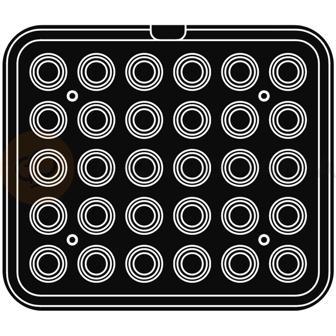 Wkład do urządzeń COOKMATIC i COOKMATIC SPECIAL z 30 wnękami o wymiarach 40x16 mm, okrąg | PAVONI, PIASTRAD
