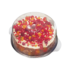 Taca nierdzewna do ciast i tortów z pokrywą z tworzywa, średnica: 30x11 cm | APS, 00065