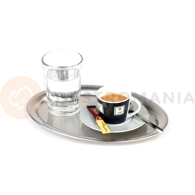 Owalna taca do serwowania kawy 26,5x19 cm, satynowana | APS, Kaffeehaus