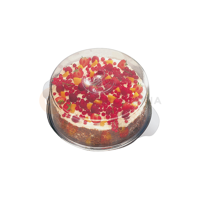 Taca nierdzewna do ciast i tortów z dwoma pokrywami z tworzywa, średnica: 30x70-11 cm | APS, 00652