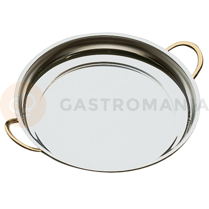 Okrągły półmisek dekoracyjny ze stali nierdzewnej, uchwyty: kolor złoty, średnica: 19 cm | APS, 61190