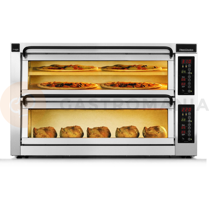 Piec do pizzy dwukomorowy, 1 komora dzielona, 6x pizza 45 cm, komory o wymiarach 920x460x195 mm | PIZZA MASTER, CounterTop 452ED-1DW