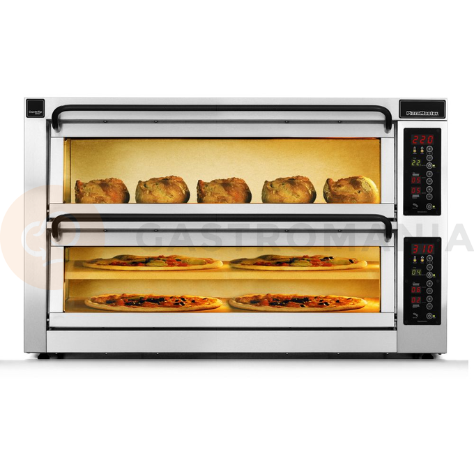 Piec do pizzy dwukomorowy, 1 komora dzielona, 6x pizza 45 cm, komory o wymiarach 920x460x195 mm | PIZZA MASTER, CounterTop 452ED-1DW