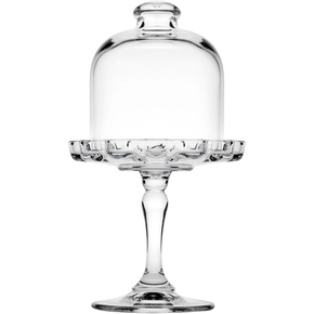 Mini patera szklana z kloszem, o wysokości 19,8 cm | PASABAHCE, 545018