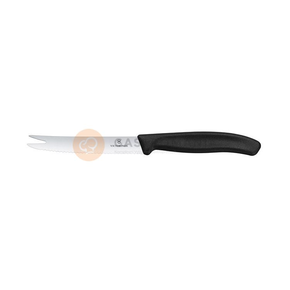 Nóż z ząbkowanym ostrzem do sera i kiełbasy, czarny 11 cm | VICTORINOX, Swiss Classic