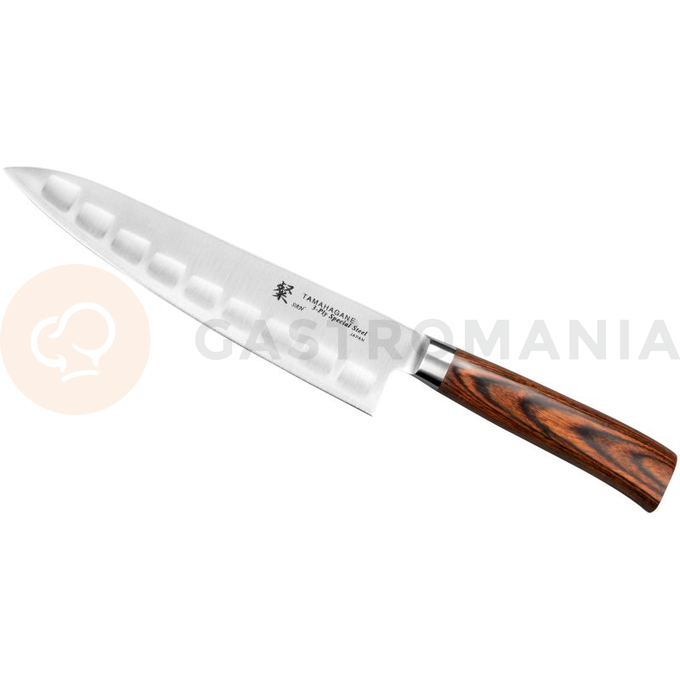 Nóż Szefa żłobiony 21cm | TAMAHAGANE, SAN Brown