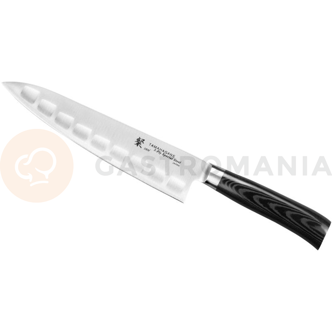 Nóż Szefa żłobiony 21cm  | TAMAHAGANE, SAN Black
