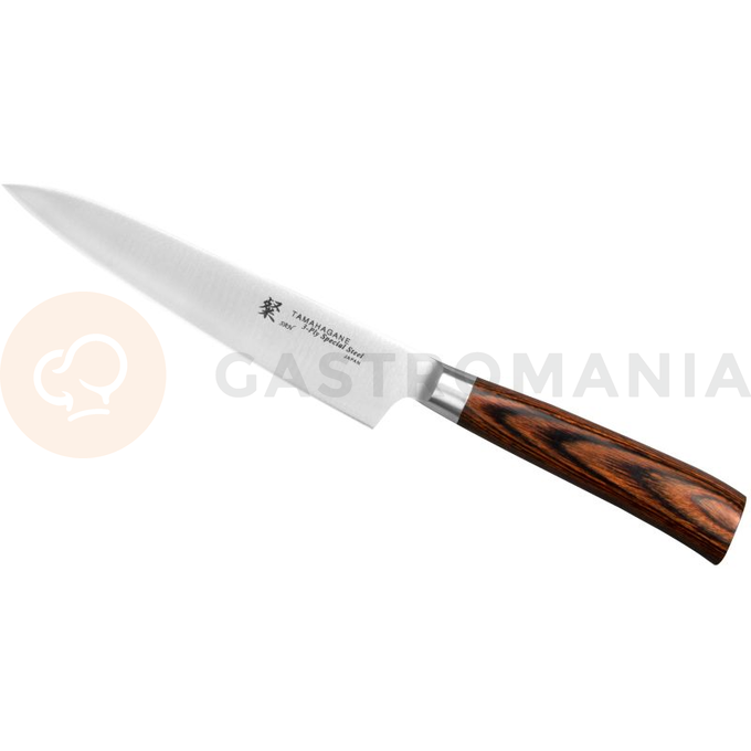 Nóż uniwersalny 15cm | TAMAHAGANE, SAN Brown