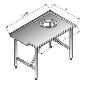Stół sortowniczy prosty lewy, 1700x1200x850 mm | LOZAMET, LO304/1712