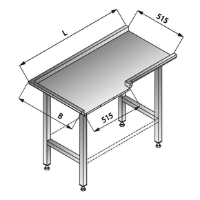 Stół przelotowy kątowy lewy, 1100x600x850 mm | LOZAMET, LO320/1160