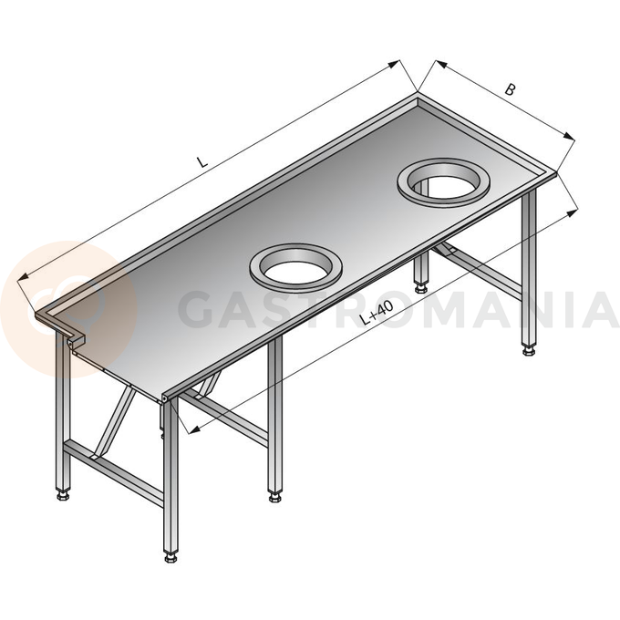 Stół sortowniczy prosty prawy, 2200x1200x850 mm | LOZAMET, LO302/2212