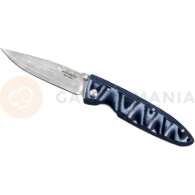 Nóż składany 8,5cm | MCUSTA, Classic Wave Blue Micarta Damascus