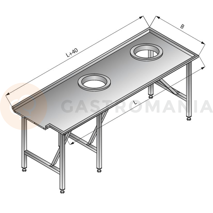 Stół sortowniczy prosty lewy, 2200x1200x850 mm | LOZAMET, LO304/2212