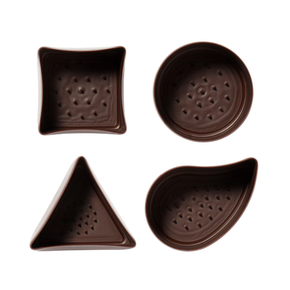 Zestaw kubeczków z ciemnej czekolady, 4 wzory 38x22 mm - 40 szt. | MONA LISA, CHD-CP-90416E0-A99