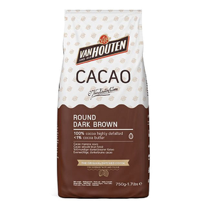 Kakao alkalizowane - odtłuszczone Round Dark Brown, 0,75 kg torba | VAN HOUTEN, DCP-01R102-VH-61V