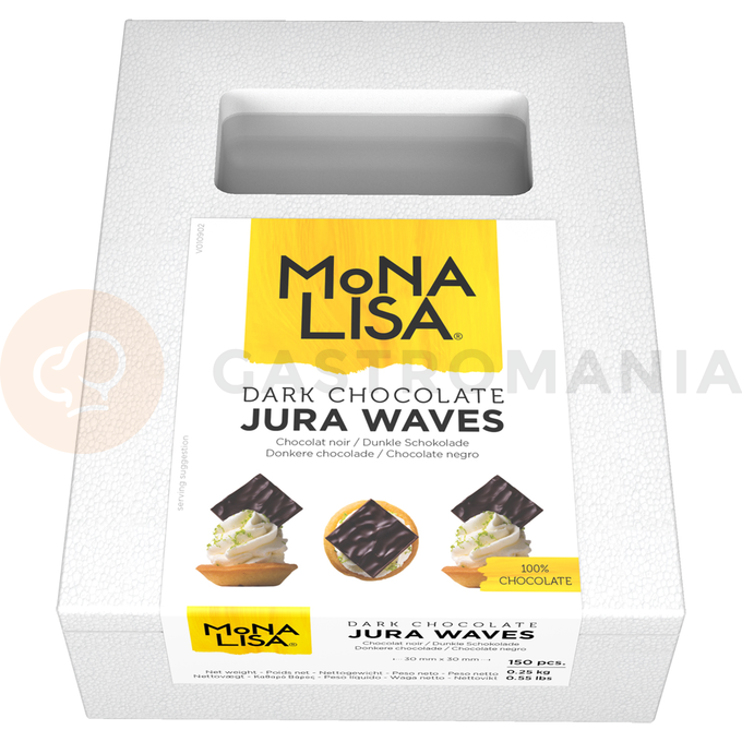 Dekoracja z ciemnej czekolady, kwadrat Jura Fala 30x30 mm - 150 szt. | MONA LISA, CHD-PS-19830E0-999