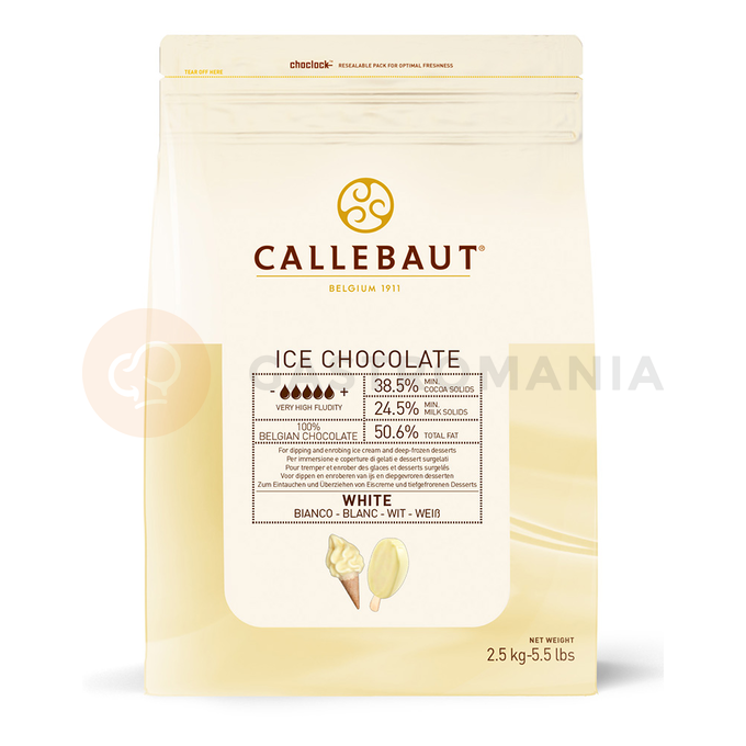 Czekolada biała do lodów 38,5% Callets&amp;#x2122; 2,5 kg torba | CALLEBAUT, ICE-50-WNV-552