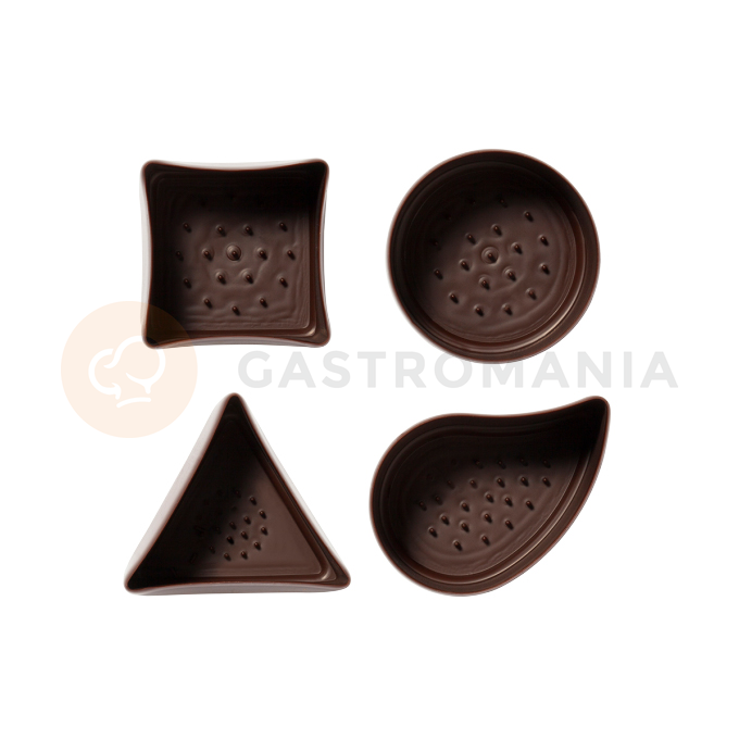 Zestaw kubeczków z ciemnej czekolady, 4 wzory 38x22 mm - 40 szt. | MONA LISA, CHD-CP-90416E0-A99