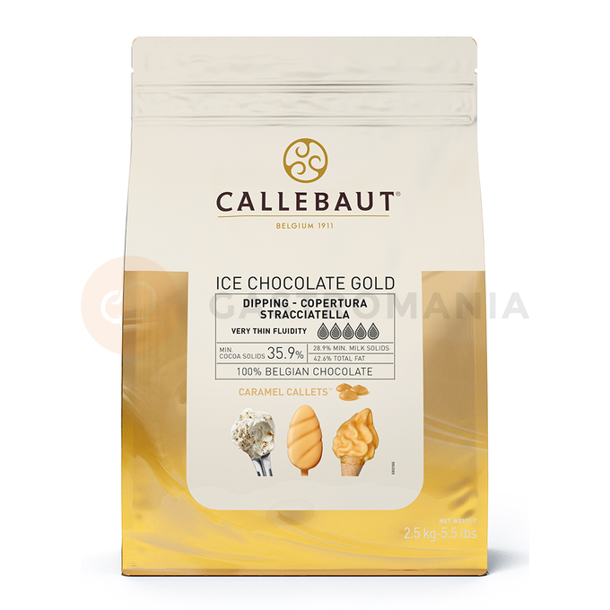 Czekolada karmelowa Gold do lodów Callets&amp;#x2122; 2,5 kg torba  | CALLEBAUT, ICE-42-GOLD-552