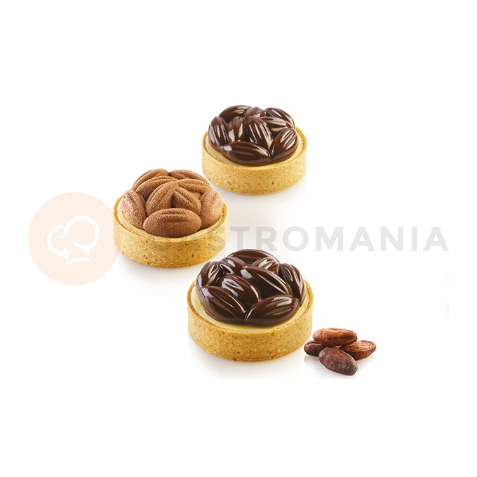 Zestaw form do tart - 8 pierścieni 70 mm + forma silikonowa 8x 60x20 mm, 36 ml | SILIKOMART, Kit Tarte Ring Cocoa