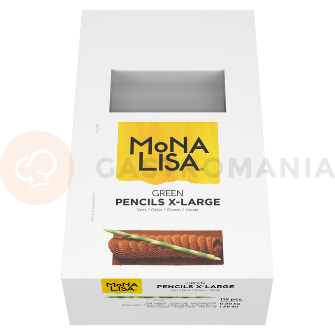 Dekoracja, ołówek XL z białej i zielonej czekolady 200 mm - 115 szt. | MONA LISA, CHX-PC-19955E0-999
