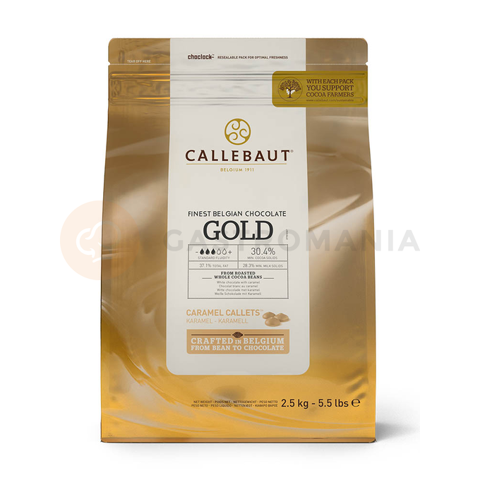Czekolada karmelowa Gold 30,4% Callets&amp;#x2122; 2,5 kg torba  | CALLEBAUT, CHK-R30GOLD-E4-U70