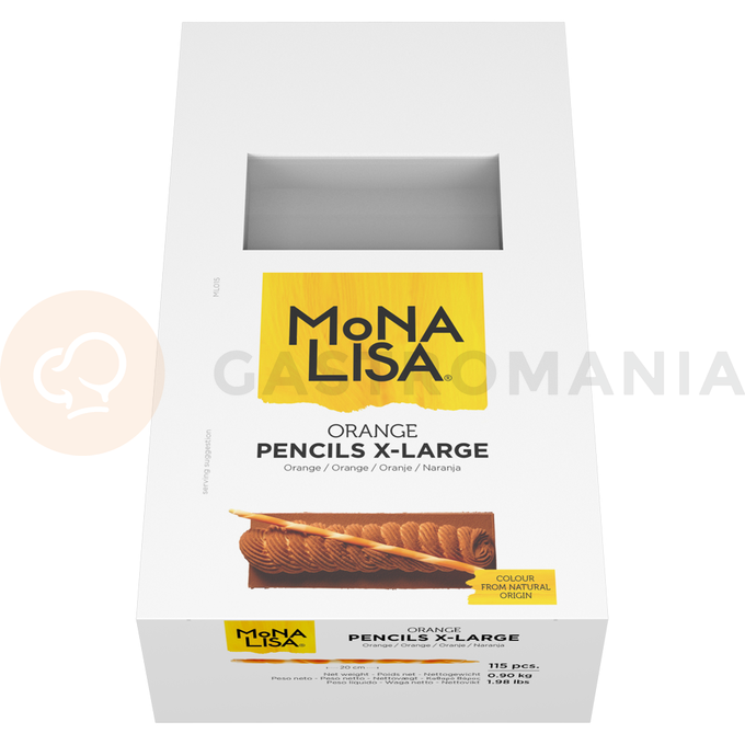 Dekoracja, ołówek XL z białej i pomarańczowej czekolady 200 mm - 115 szt. | MONA LISA, CHX-PC-19942E0-999