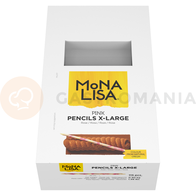 Dekoracja, ołówek XL z białej i różowej czekolady 200 mm - 115 szt. | MONA LISA, CHX-PC-19954E0-999