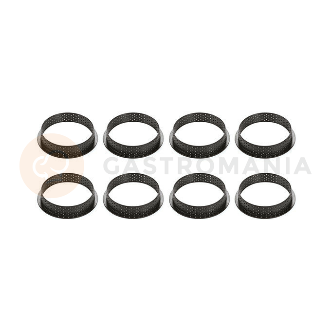 Zestaw form do tart - 8 pierścieni 70 mm + forma silikonowa 8x 60x20 mm, 36 ml | SILIKOMART, Kit Tarte Ring Cocoa