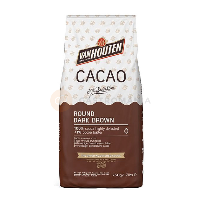 Kakao alkalizowane - odtłuszczone Round Dark Brown, 0,75 kg torba | VAN HOUTEN, DCP-01R102-VH-61V