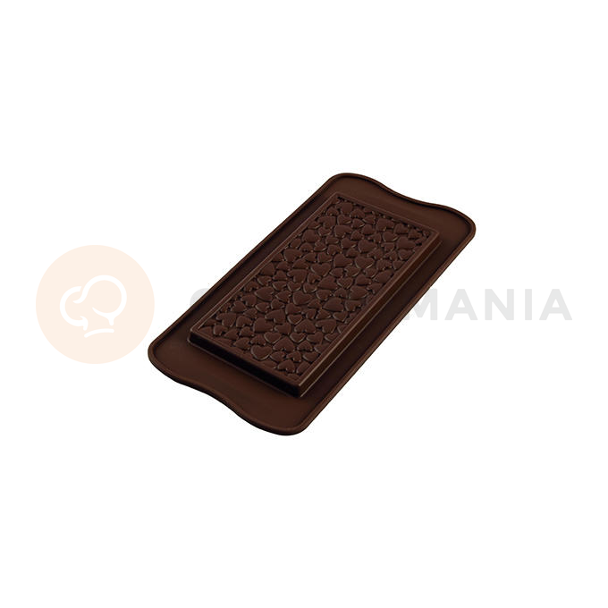 Forma do pralin i czekoladek - tabliczka z serduszkami, 155x77x9 mm, 85 ml - SCG38 Love Choco Bar | SILIKOMART, EasyChoc