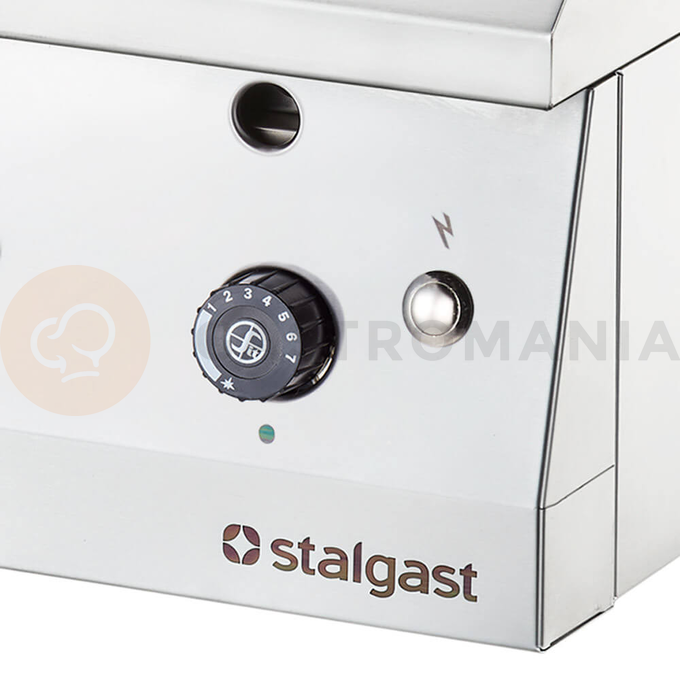 Płyta grillowa gazowa, chromowana, gładko-ryflowana, 13 kW, G20, 800x700x250 mm | STALGAST, 9737310