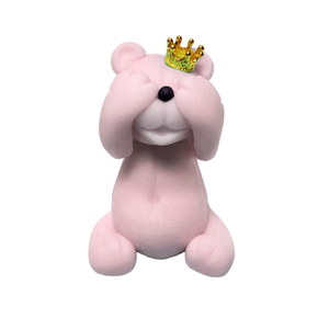 Miś z koroną, figurka z cukru 6 cm, różowy | MAGMART, ZW-MK