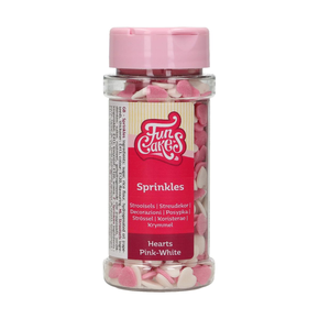 Cukrowa posypka - serca, 45 g, mix biały, różowy | FUNCAKES, F52025