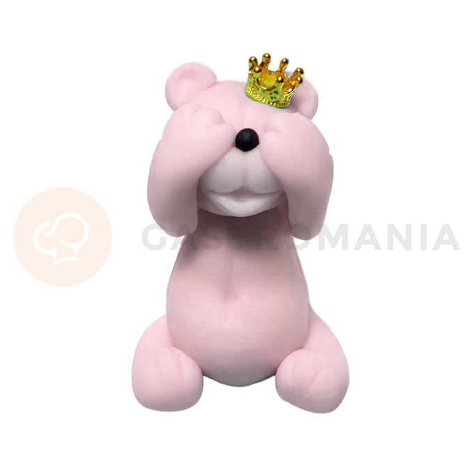 Miś z koroną, figurka z cukru 6 cm, różowy | MAGMART, ZW-MK