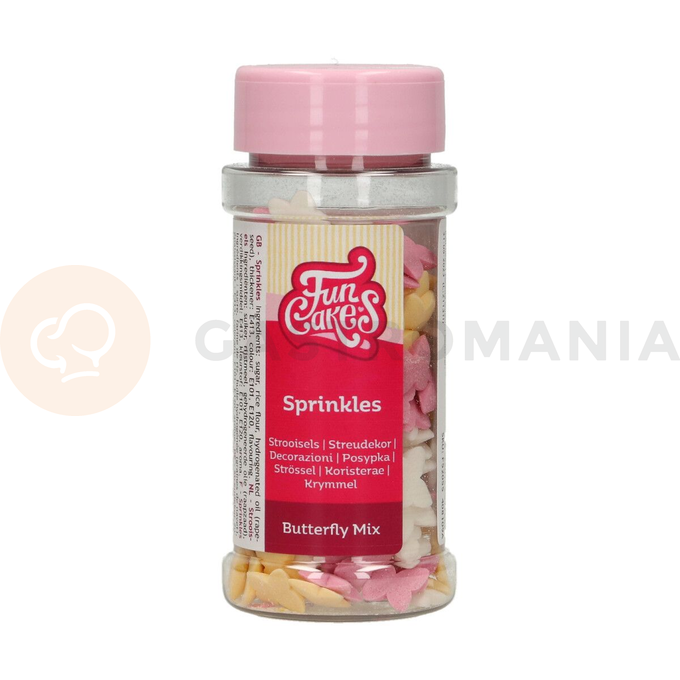 Cukrowa posypka - motylki 50 g, mix biały, żółty, różowy | FUNCAKES, F52055