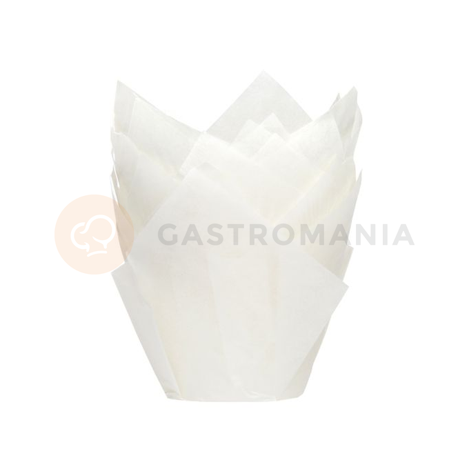 Papilotki tulipan do pieczenia babeczek śr. 5 cm, 36 szt. białe | HOUSE OF MARIE, HM5965