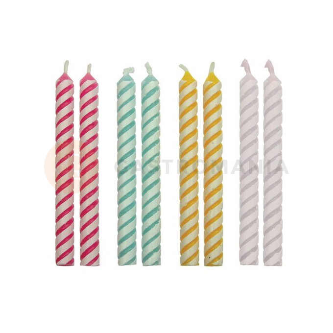 Świeczki na tort, 24 szt. - kolorowe w paski | PME, CA029