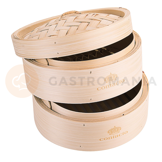 Koszyk bambusowy dwupoziomowy do gotowania na parze, średnica 200 mm | CONTACTO, 4854/200