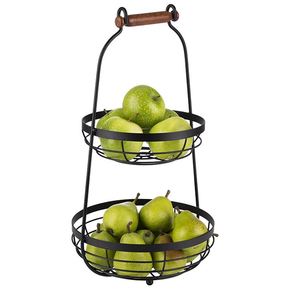 Koszyk metalowy, dwupoziomowy na owoce, średnica 22 i 26 cm | APS, 30335