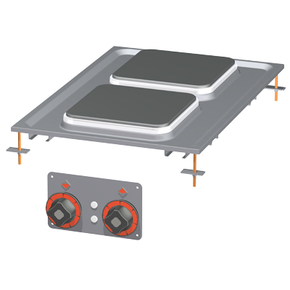 Kuchnia stołowa elektryczna 2x2,6 kW, płyta kwadratowa 22x22 cm, 400x600x50 mm | RM GASTRO, PCQD - 74 ET