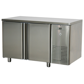 Stół chłodniczy dwudrzwiowy ze zlewem i rantem 1380x700x850 mm, 0,32 kW | RM GASTRO, SCH - 2D/Z