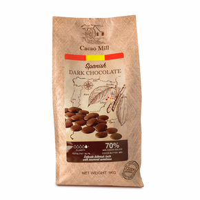 Hiszpańska ciemna czekolada 70%, 1 kg - dropsy, torba | NATRA CACAO, Dark