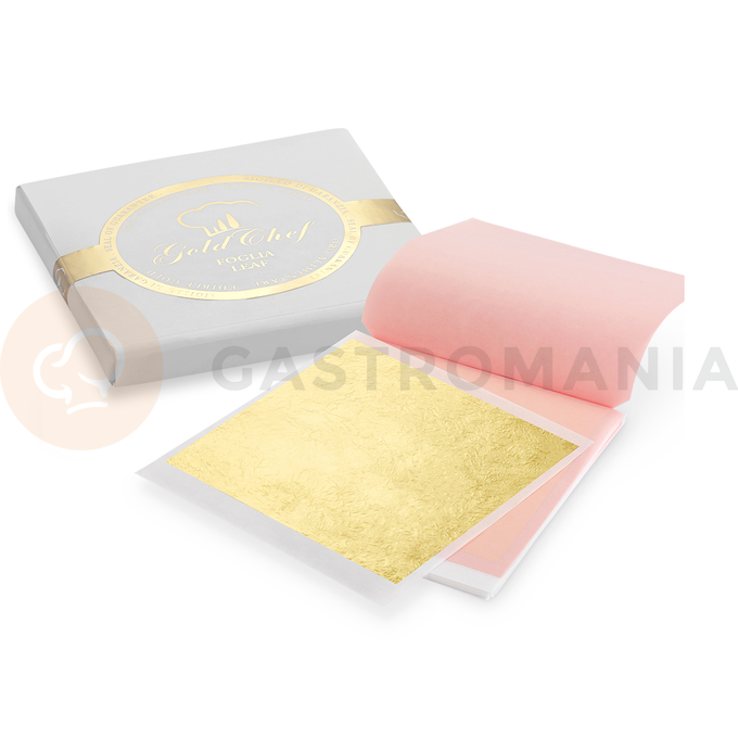 Złoto jadalne w listkach 25 szt. 80 mm x 80 mm opakowanie 10 książeczek | GOLD CHEF, 2GOKLB25BP