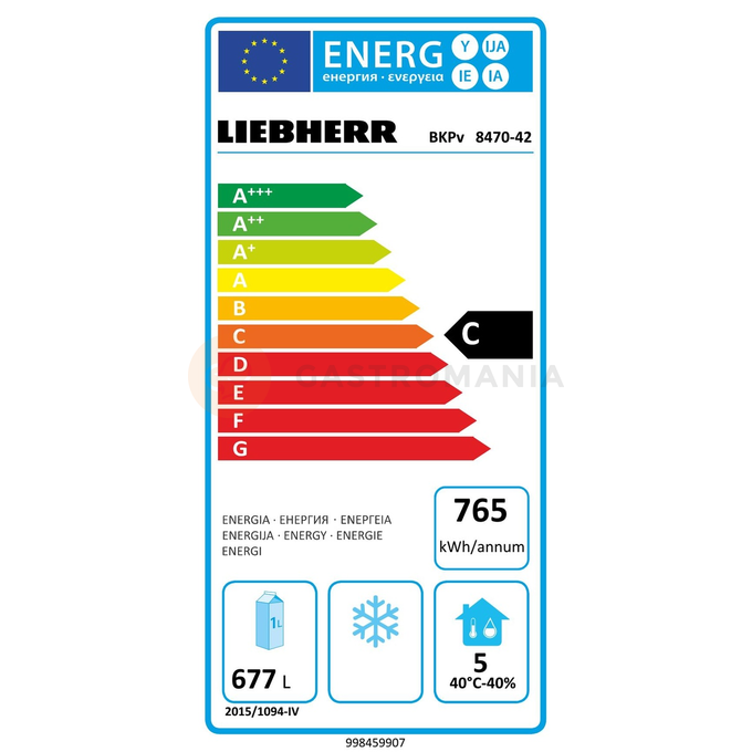 Szafa chłodnicza piekarnicza z dynamicznym chłodzeniem i wnętrzem ze stali szlachetnej, 856 l, 790x980x2120 mm | LIEBHERR, BKPv 8470 ProfiLine