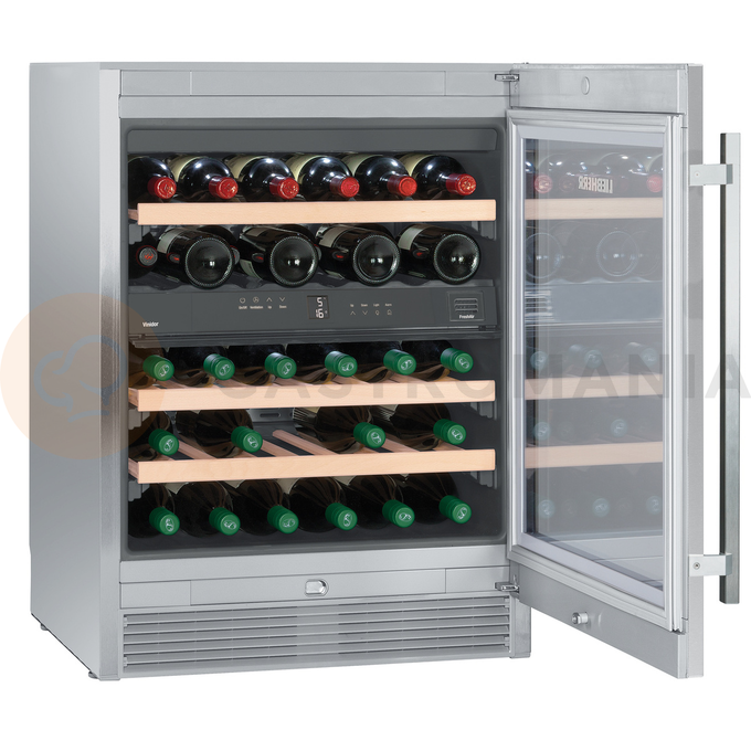 Szafa chłodnicza do przechowywania wina na 34 butelki o poj. 0,75 l, drzwi przeszklone, 95 l, 598x575x822 mm | LIEBHERR, WTes 1672 Vinidor