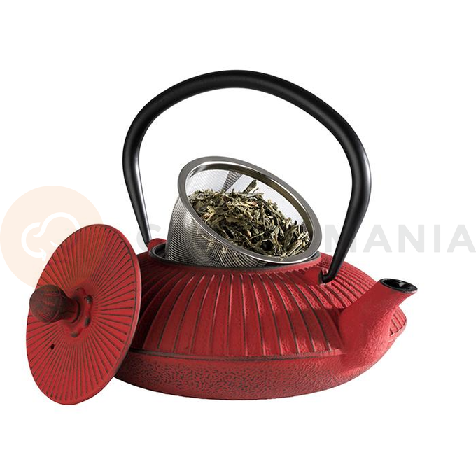 Czajnik z żeliwa na herbatę, czerwony 0,8 l | APS, Asia